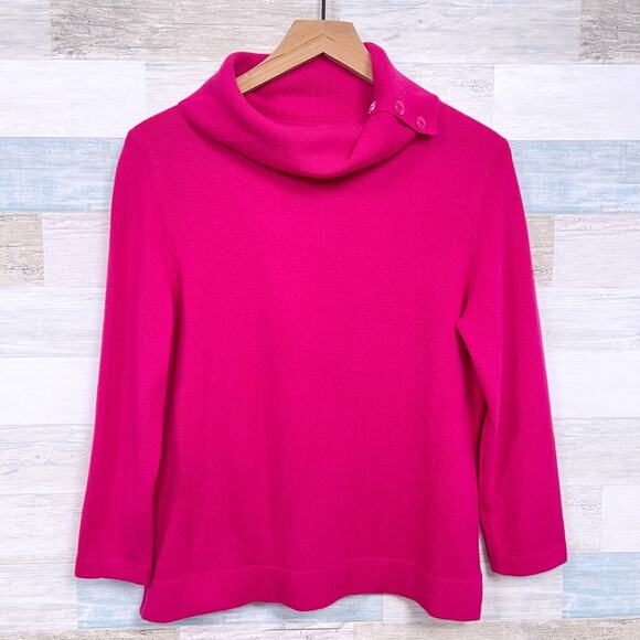 Jones New York Cashmere Side Button Funnel Neck Sweater Pink Womens Medium - Picture 1 of 5